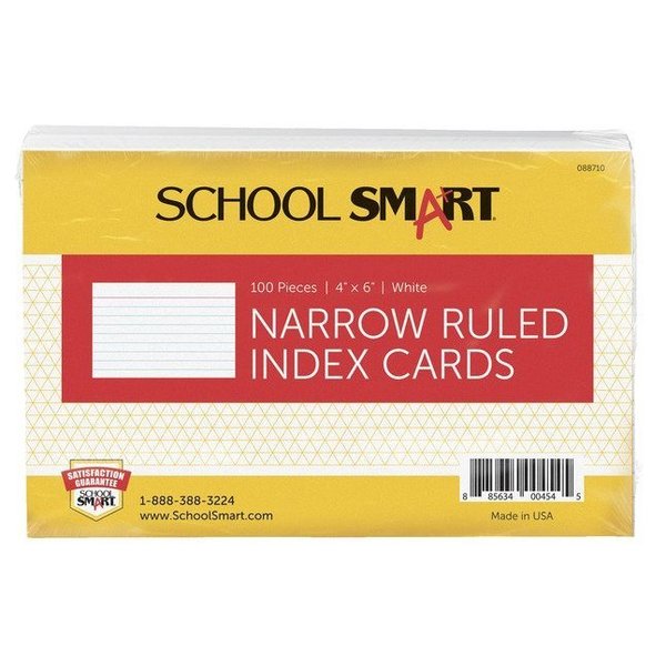 School Smart CARDS INDEX 4X6 RULED WHITE PK OF 100 PK IND46RL